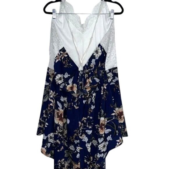 Shein Curve 3XL Floral Lace Dress White & Navy - Picture 7 of 10